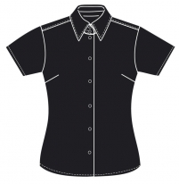 Oxford-Shirt für Damen, kurzärmlig RUSSELL COLLECTION- BLACK